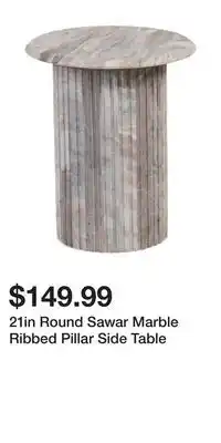 TJ Maxx 21in Round Sawar Marble Ribbed Pillar Side Table offer