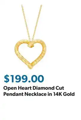 Sam's Club Open Heart Diamond Cut Pendant Necklace in 14K Gold offer