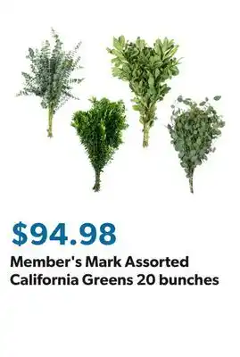 Sam's Club Member's Mark Assorted California Greens 20 bunches offer