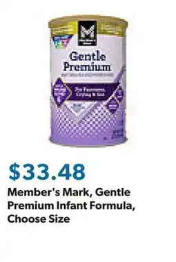 Sam's Club Member's Mark, Gentle Premium Infant Formula, Choose Size offer