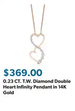 Sam's Club 0.23 CT. T.W. Diamond Double Heart Infinity Pendant in 14K Gold offer