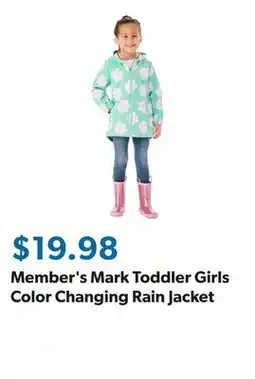 Sam's Club Member's Mark Toddler Girls Color Changing Rain Jacket offer