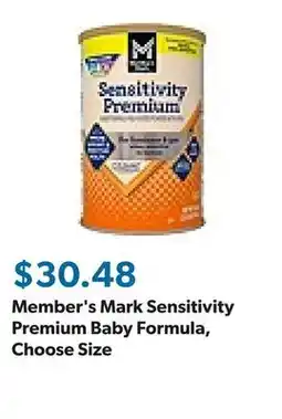 Sam's Club Member's Mark Sensitivity Premium Baby Formula, Choose Size offer