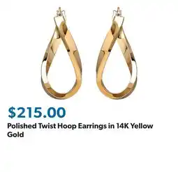 Sam's Club Polished Twist Hoop Earrings in 14K Yellow Gold offer