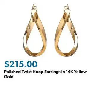 Sam's Club Polished Twist Hoop Earrings in 14K Yellow Gold offer