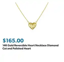 Sam's Club 14K Gold Reversible Heart Necklace Diamond Cut and Polished Heart offer