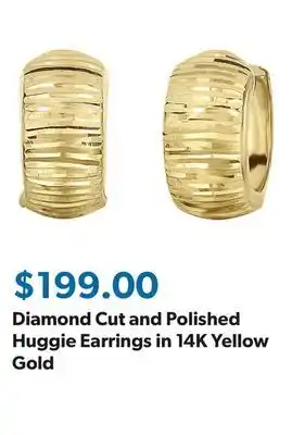 Sam's Club Diamond Cut and Polished Huggie Earrings in 14K Yellow Gold offer