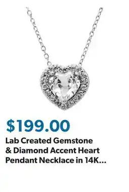 Sam's Club Lab Created Gemstone & Diamond Accent Heart Pendant Necklace in 14K Gold offer