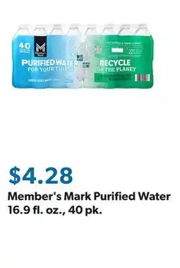 Sam's Club Member's Mark Purified Water 16.9 fl. oz., 40 pk offer