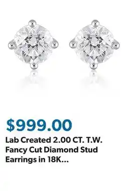 Sam's Club Lab Created 2.00 CT. T.W. Fancy Cut Diamond Stud Earrings in 18K White Gold offer