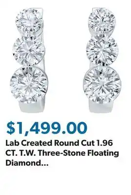 Sam's Club Lab Created Round Cut 1.96 CT. T.W. Three-Stone Floating Diamond Earrings in 18K Gold offer