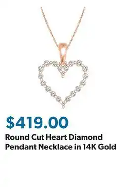 Sam's Club Round Cut Heart Diamond Pendant Necklace in 14K Gold offer