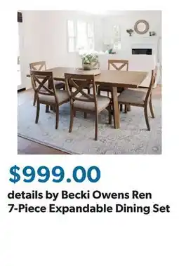 Sam's Club details by Becki Owens Ren 7-Piece Expandable Dining Set offer