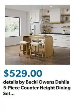 Sam's Club details by Becki Owens Dahlia 5-Piece Counter Height Dining Set with Table and Four Stools offer