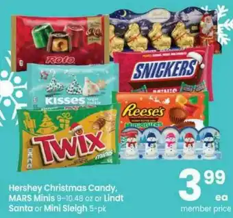 Safeway Hershey Christmas Candy Mars Minis Or Lindt Santa Or Mini Sleigh offer