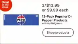 Walgreens 12-Pack Pepsi or Dr Pepper Products offer