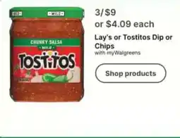 Walgreens Lay's or Tostitos Dip or Chips offer