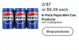 Walgreens 6-Pack Pepsi Mini Can Products offer