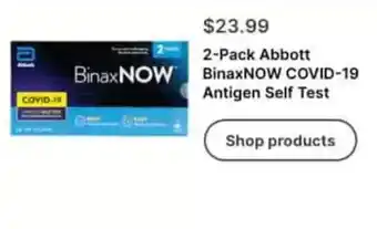 Walgreens 2-Pack Abbott BinaxNOW BinaxNOW COVID-19 Antigen Self Test offer