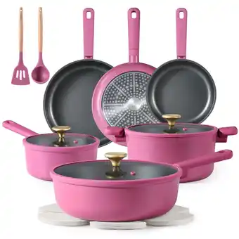 Walmart Carote 16 Pcs Kitchen Cookware Sets, Nonstick Pots and Pans Set, Induction Cookware, Rose Pink offer