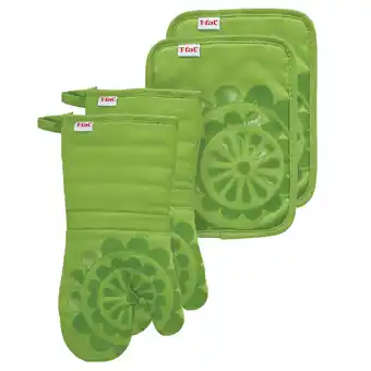 Walmart T-fal 4-Pack Medallion Oven Mitt & Pot Holder Set, Red offer