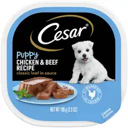 Walmart Cesar Classic Loaf In Sauce Chicken And Beef Recipe Wet Dog Food For Puppies, 3.5 Oz Tray offer