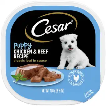 Walmart Cesar Classic Loaf In Sauce Chicken And Beef Recipe Wet Dog Food For Puppies, 3.5 Oz Tray offer