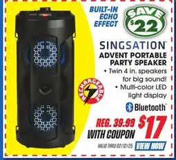 Big 5 Singsation Advent Wireless Rechargeable Portable Party Speaker offer