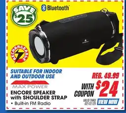 Big 5 Max Power Encore Bluetooth Speaker with Shoulder Strap offer