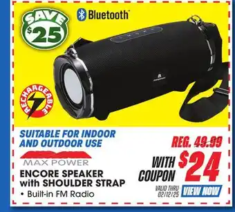 Big 5 Max Power Encore Bluetooth Speaker with Shoulder Strap offer