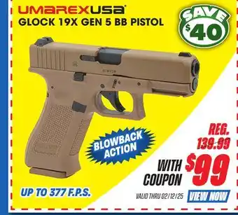 Big 5 Umarex Glock 19X Gen 5 BB Pistol offer