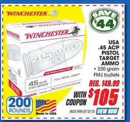 Big 5 Winchester USA .45 ACP 200-Round Pack Pistol Target Ammunition offer