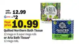 Meijer Quilted Northern Bath Tissue 12 mega or 8 super mega rolls or Aria Bath Tissue* 12 mega rolls offer