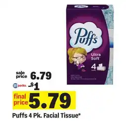 Meijer Puffs 4 Pk. Facial Tissue offer