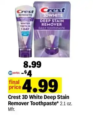 Meijer Crest 3D White Deep Stain Remover Toothpaste offer