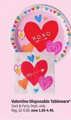 Meijer Valentine Disposable Tableware offer