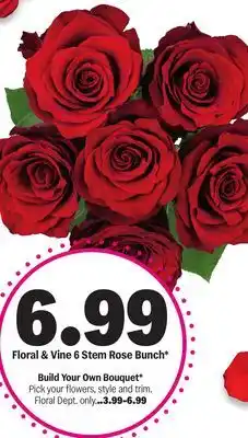 Meijer Floral & Vine 6 Stem Rose Bunch offer