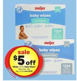 Meijer Meijer 12 Pk. Baby Wipes offer