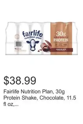 Costco Fairlife Nutrition Plan, 30g Protein Shake, Chocolate, 11.5 fl oz, 18-pack offer