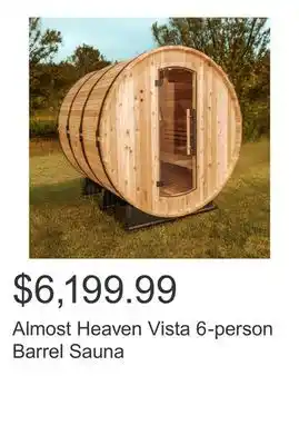 Costco Almost Heaven Vista 6-person Barrel Sauna offer