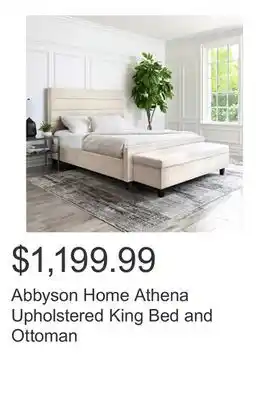 Costco Abbyson Home Athena Upholstered King Bed and Ottoman offer