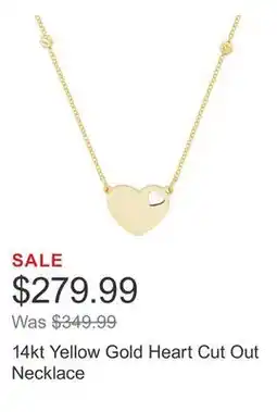 Costco 14kt Yellow Gold Heart Cut Out Necklace offer