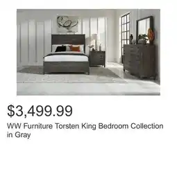 Costco WW Furniture Torsten King Bedroom Collection in Gray offer