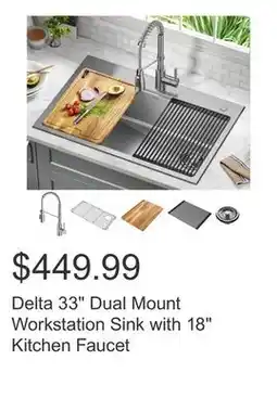 Costco Delta 33 Dual Mount Workstation Sink with 18 Kitchen Faucet offer