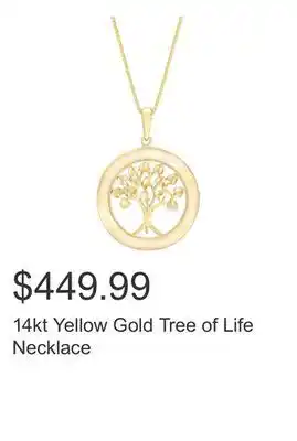 Costco 14kt Yellow Gold Tree of Life Necklace offer