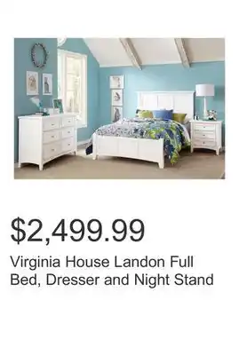 Costco Virginia House Landon Full Bed, Dresser and Night Stand offer