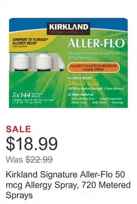 Costco Kirkland Signature Aller-Flo 50 mcg Allergy Spray, 720 Metered Sprays offer