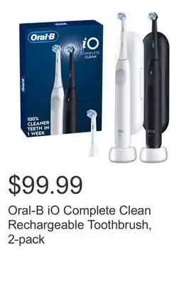 Costco Oral-B iO Complete Clean Rechargeable Toothbrush, 2-pack offer