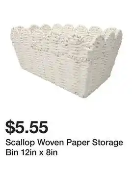 Five Below Scallop Woven Paper Storage Bin 12in x 8in offer