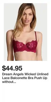 Victoria's Secret Dream Angels Wicked Unlined Lace Balconette Bra Push Up without Padding offer